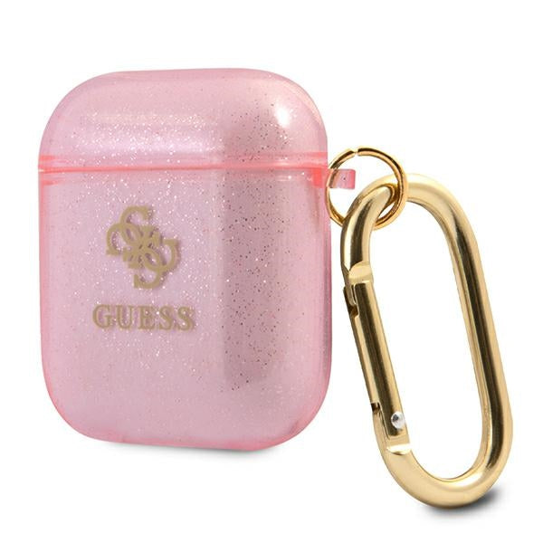 Guess dėklas AirPods 1/2 – rožinis, Glitter