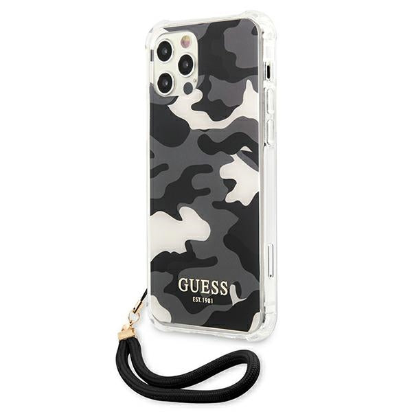 Guess Camouflage dėklas iPhone 12 Pro Max – juodas -- iPhone 12 Pro Max