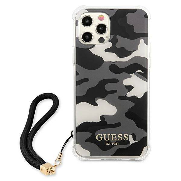 Guess Camouflage dėklas iPhone 12 Pro Max – juodas -- iPhone 12 Pro Max
