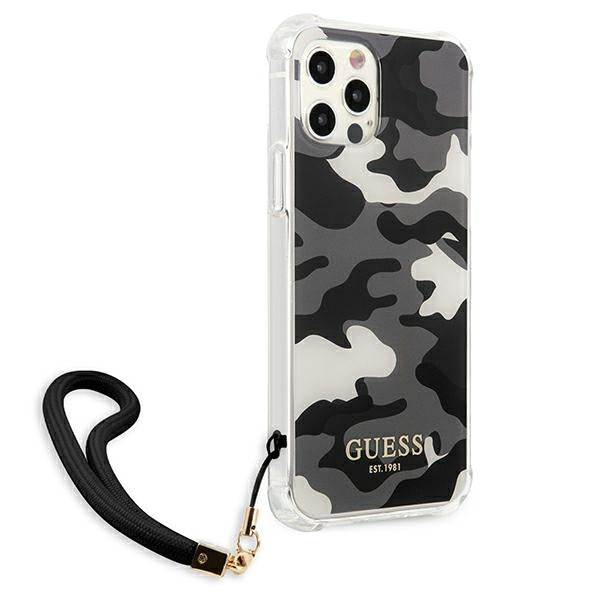 Guess Camouflage dėklas iPhone 12 Pro Max – juodas -- iPhone 12 Pro Max