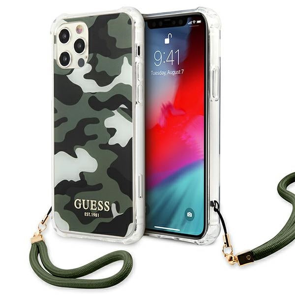 Guess dėklas iPhone 12 Pro Max – žalias kamufliažas -- iPhone 12 Pro Max