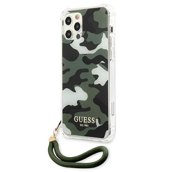 Guess dėklas iPhone 12 Pro Max – žalias kamufliažas -- iPhone 12 Pro Max