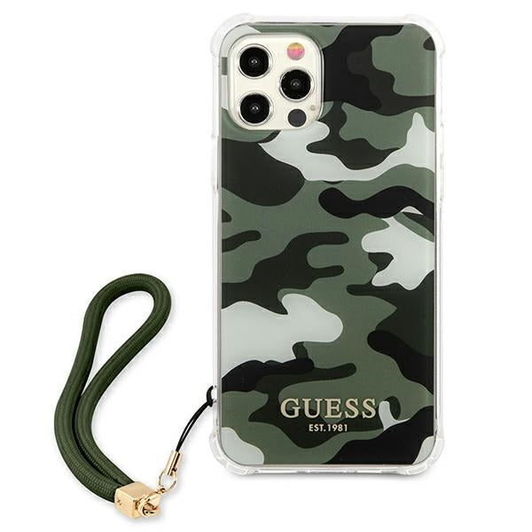 Guess dėklas iPhone 12 Pro Max – žalias kamufliažas -- iPhone 12 Pro Max