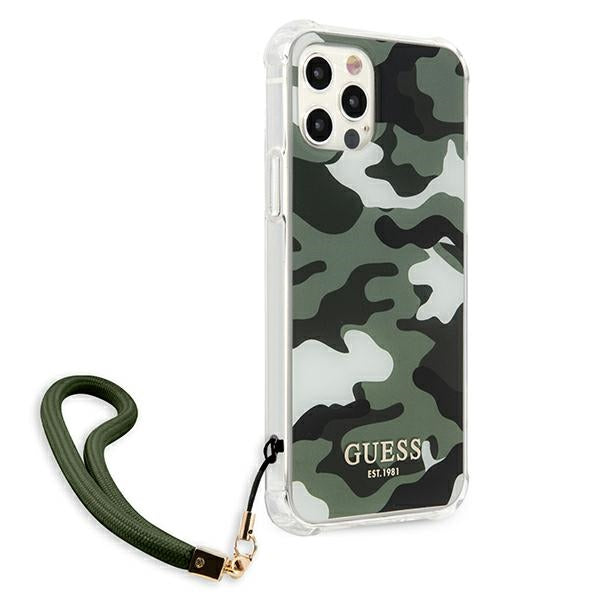 Guess dėklas iPhone 12 Pro Max – žalias kamufliažas -- iPhone 12 Pro Max