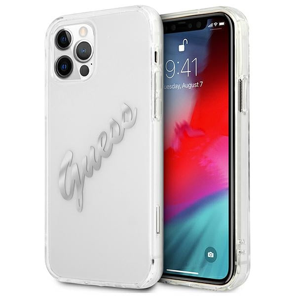 Guess dėklas iPhone 12 Pro Max – skaidrus, Vintage -- iPhone 12 Pro Max