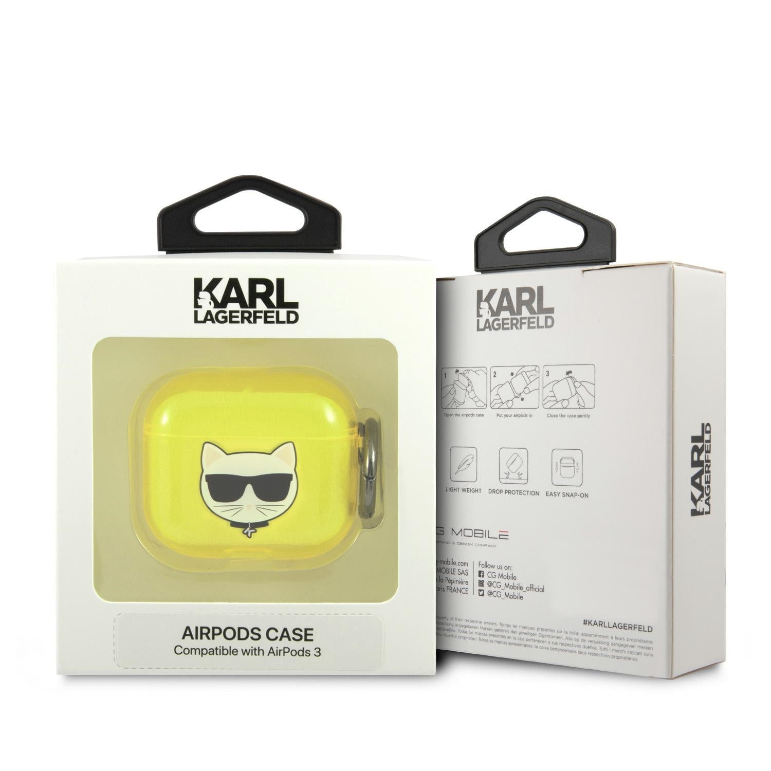 Karl Lagerfeld Choupette dėklas AirPods 3 – geltonas