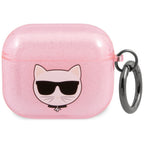 Karl Lagerfeld blizgus Choupette dėklas AirPods 3 – rožinis