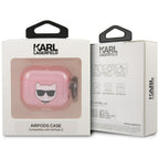 Karl Lagerfeld blizgus Choupette dėklas AirPods 3 – rožinis