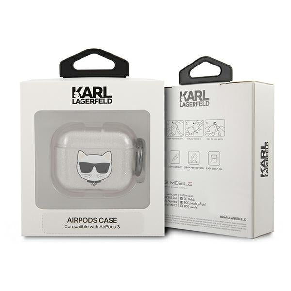 Karl Lagerfeld blizgus dėklas AirPods 3 – sidabrinis