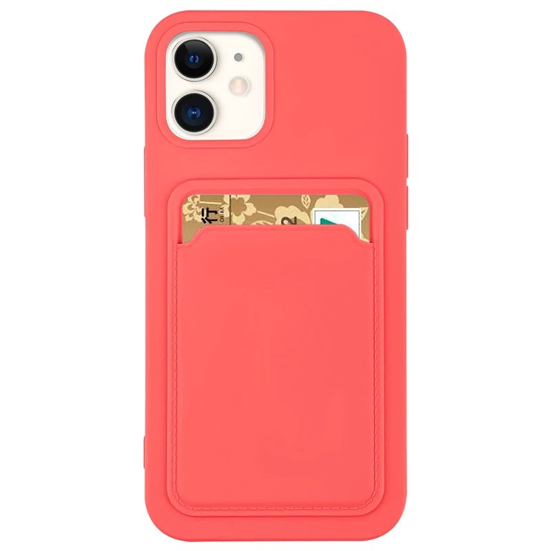 Silikoninis dėklas su kortelės kišene iPhone 12 Pro Max – oranžinis -- iPhone 12 Pro Max