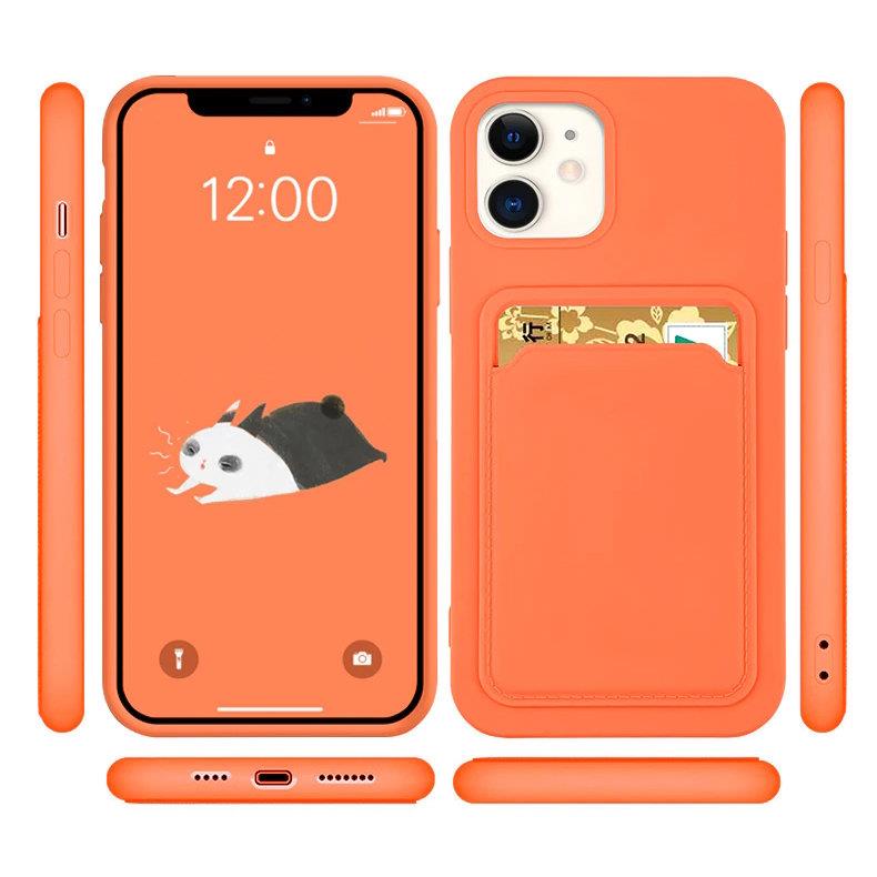 Silikoninis dėklas su kortelės skyreliu Xiaomi Redmi Note 10/10S – raudonas -- Xiaomi Redmi Note 10