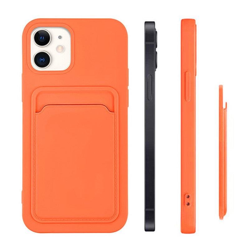 Silikoninis dėklas su kortelės skyreliu Xiaomi Redmi Note 10/10S – raudonas -- Xiaomi Redmi Note 10