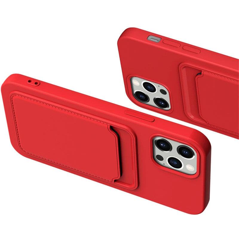 Silikoninis dėklas su kortelės kišene Redmi Note 10 5G / Poco M3 Pro – raudonas -- Xiaomi Poco M3 Pro