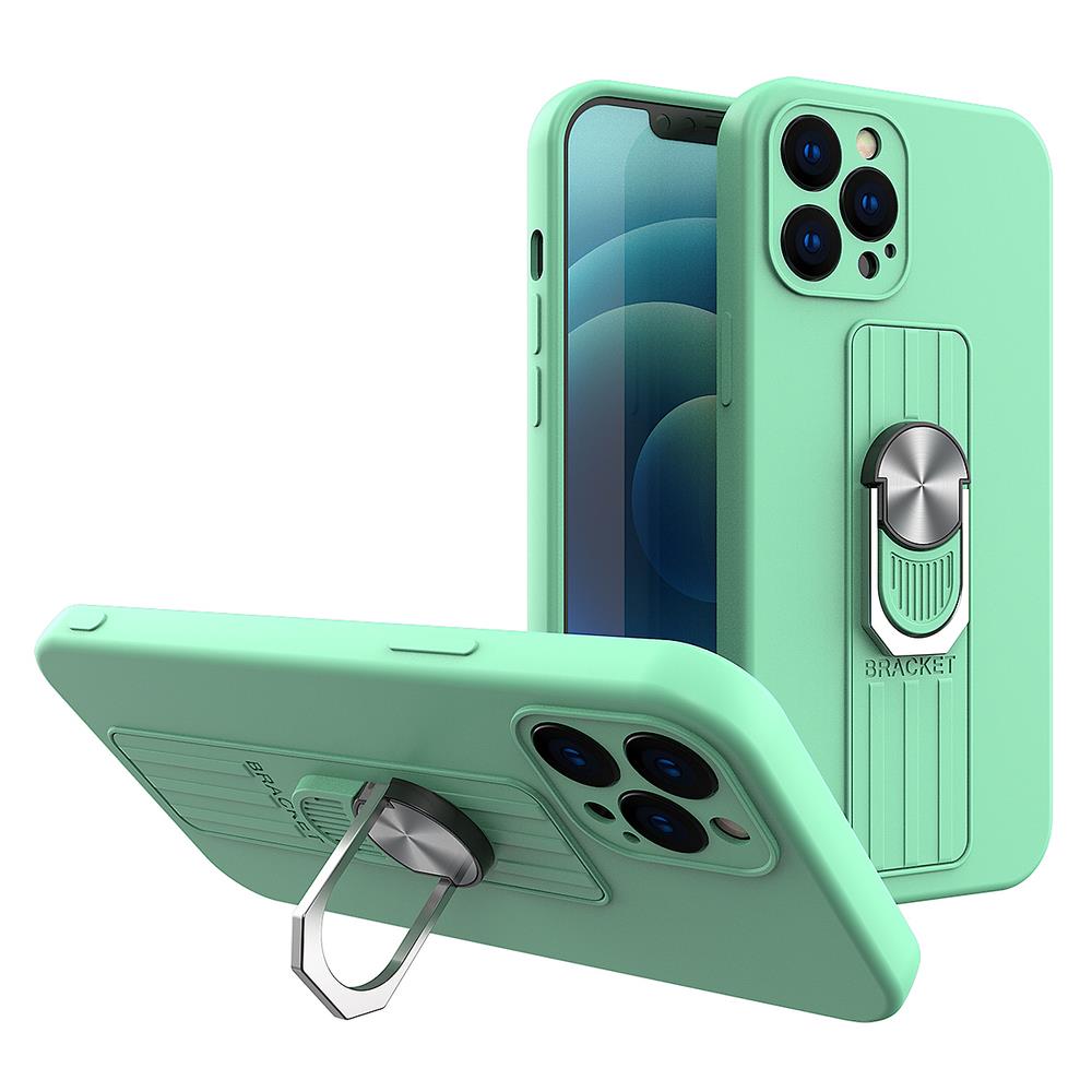 Silikoninis dėklas su žiedu iPhone 11 Pro Max – mėtinis -- iPhone 11 Pro Max