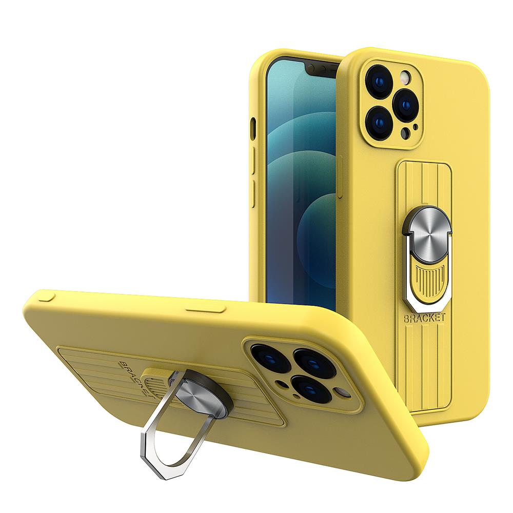 Silikoninis dėklas Ring Case iPhone 11 Pro Max – geltonas -- iPhone 11 Pro Max