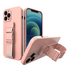 Silikoninis dėklas su virvele iPhone 12 Pro Max – rožinis -- iPhone 12 Pro Max