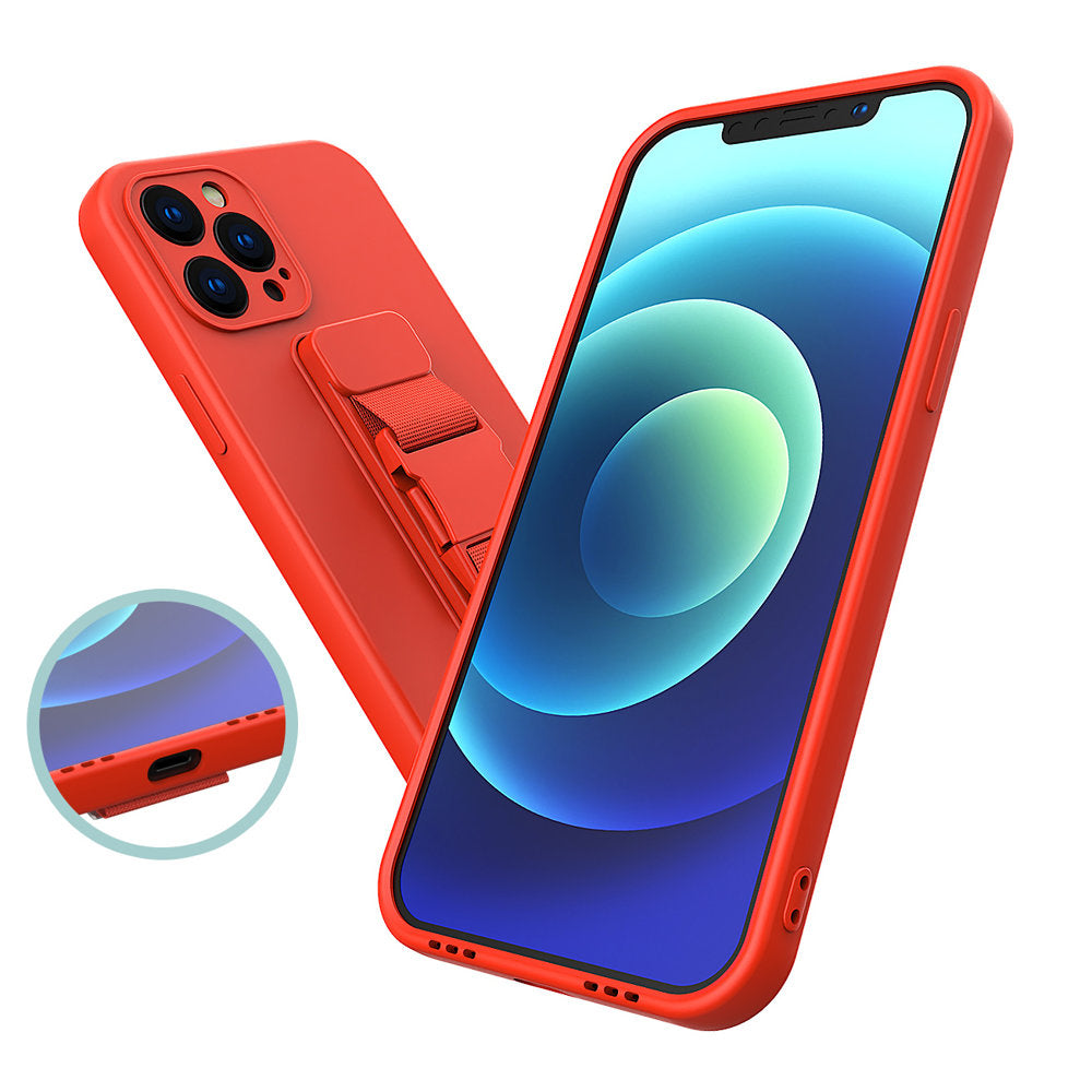 Silikoninis dėklas su virvele iPhone 12 Pro Max – violetinis -- iPhone 12 Pro Max