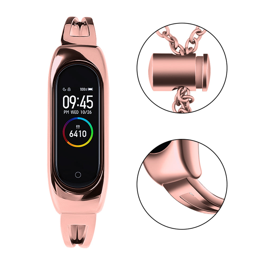 Metalinė apyrankė Xiaomi Mi Band 3 / 4 / 5 / 6 - rožinė -- Xiaomi Mi Band 3/4/5/6
