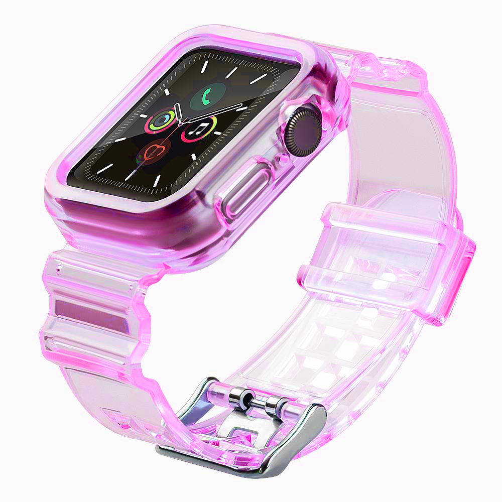 Silikoninis dirželis su dėklu Strap Light Set, skirtas Apple Watch 44mm - Raudonas -- Apple Watch