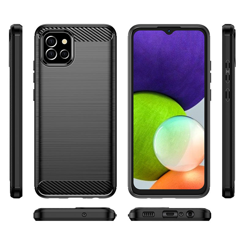 Carbon Case TPU dėklas Samsung Galaxy A03s – juodas -- Samsung Galaxy A03s