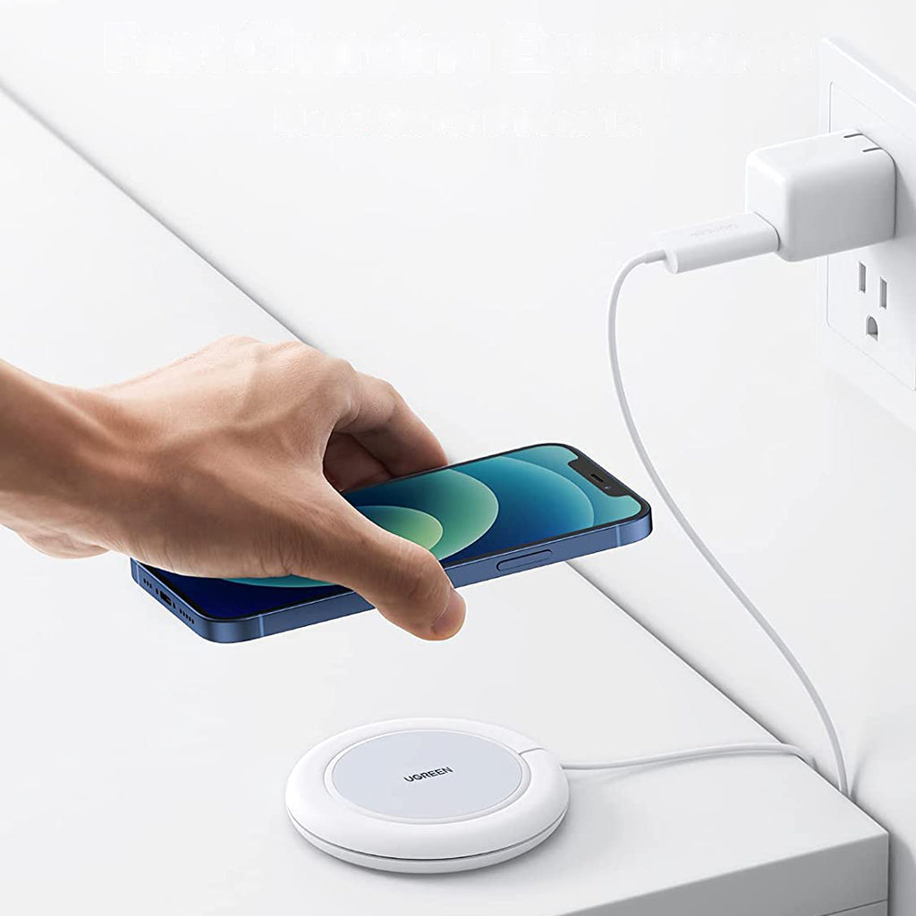 Ugreen CD245 40123 belaidis Qi / MagSafe įkroviklis 15W su USB-C kabeliu – baltas -- Cell phone chargers
