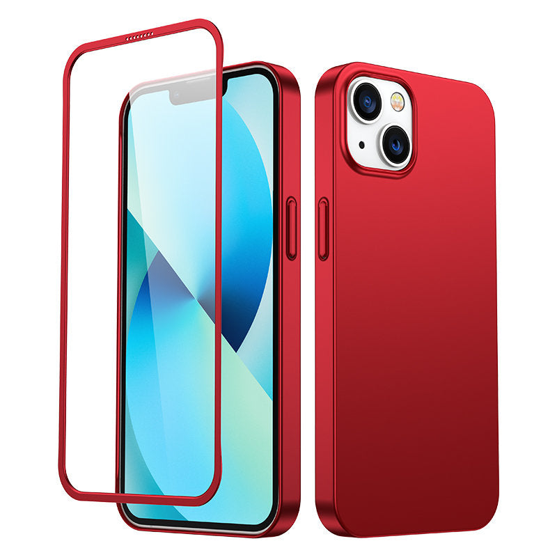 Joyroom 360° dėklas iPhone 13 su grūdintu stiklu – raudonas