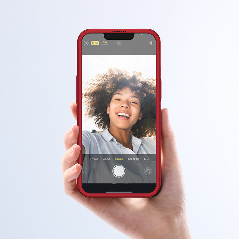Joyroom 360° dėklas iPhone 13 su grūdintu stiklu – raudonas