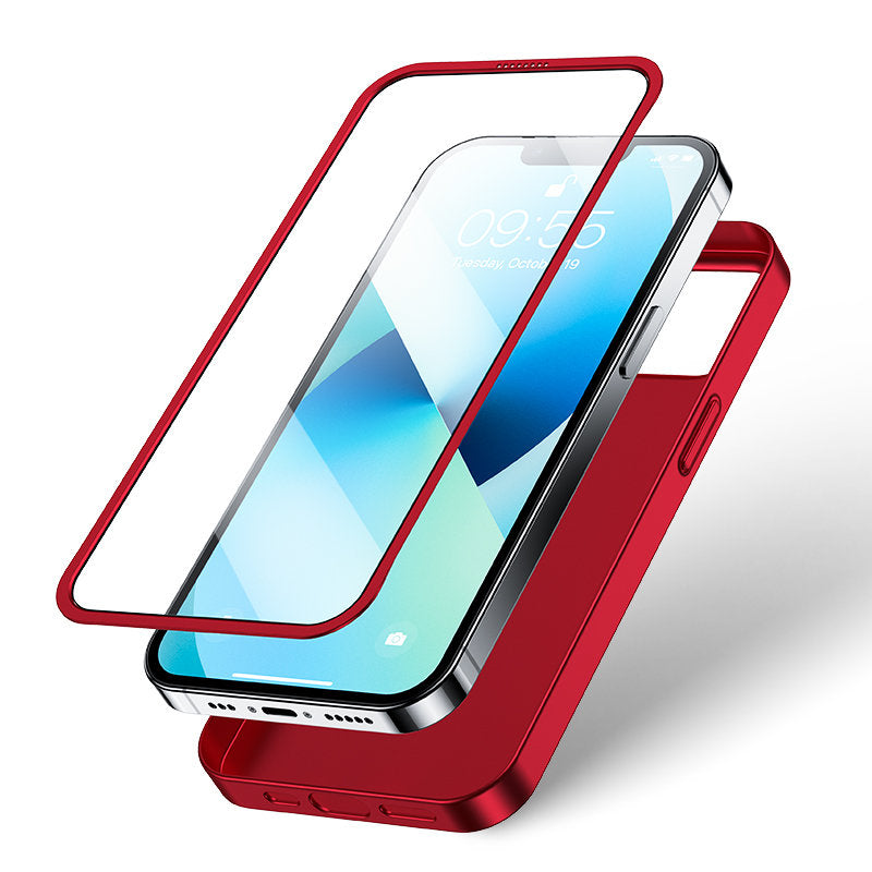 Joyroom 360° dėklas iPhone 13 su grūdintu stiklu – raudonas