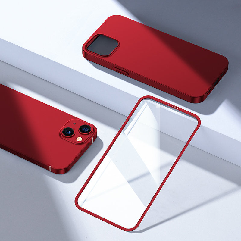 Joyroom 360° dėklas iPhone 13 su grūdintu stiklu – raudonas