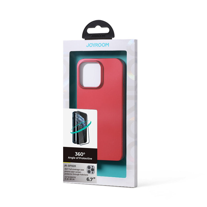 Joyroom 360° dėklas iPhone 13 Pro Max + stiklas, raudonas