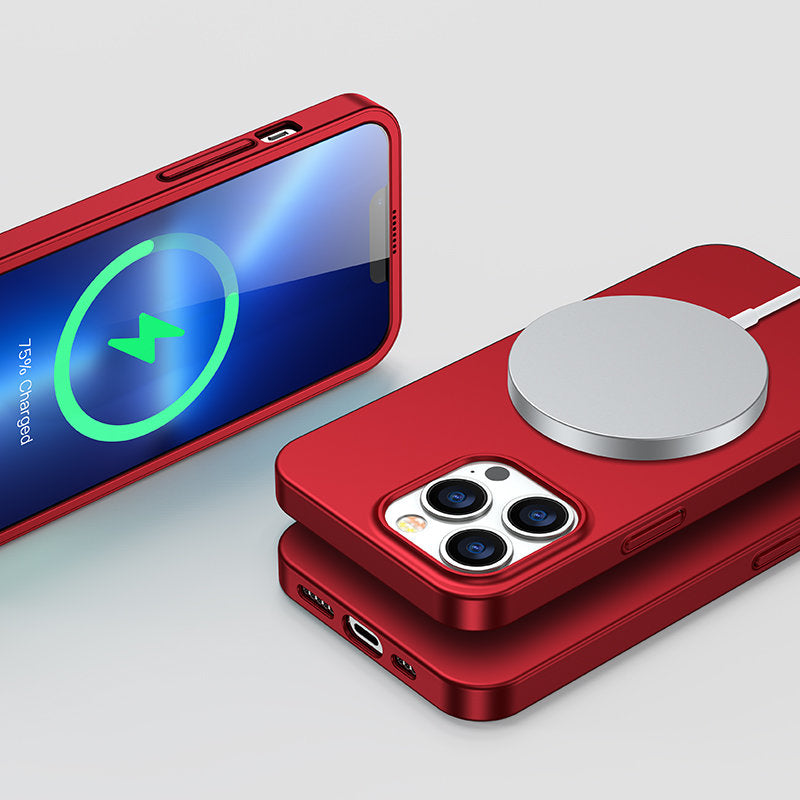 Joyroom 360° dėklas iPhone 13 Pro Max + stiklas, raudonas