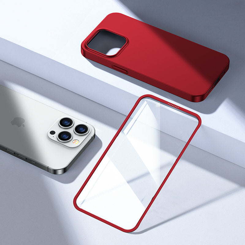 Joyroom 360° dėklas iPhone 13 Pro Max + stiklas, raudonas