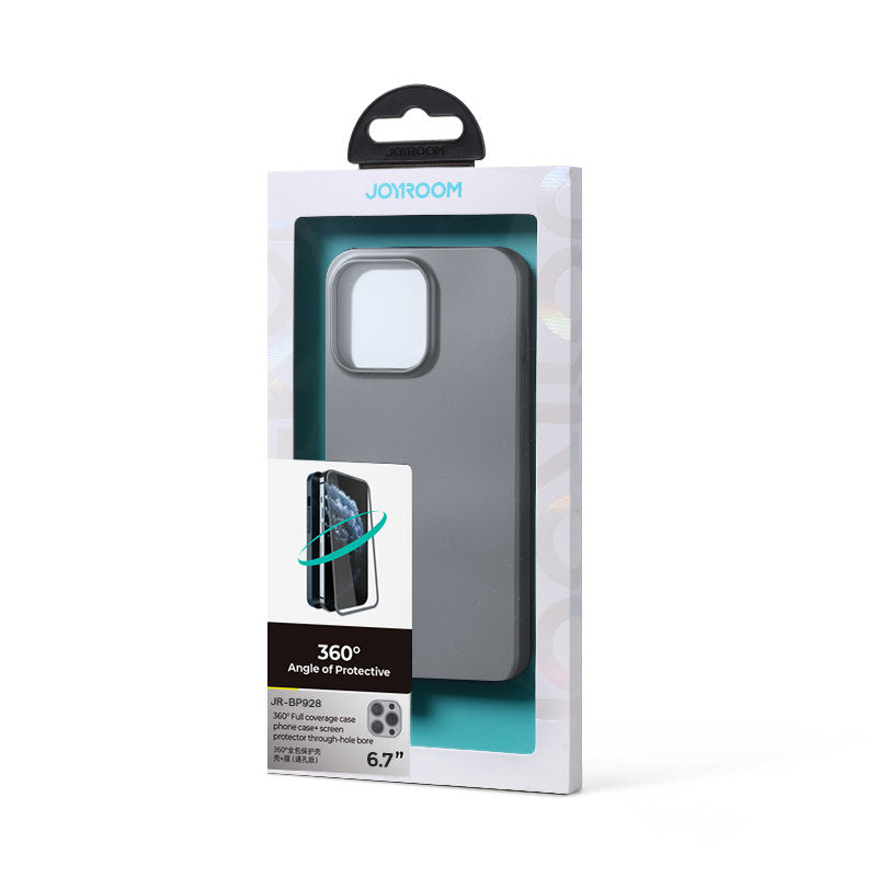 Joyroom 360° dėklas iPhone 13 Pro Max + grūdintas stiklas (pilkas)