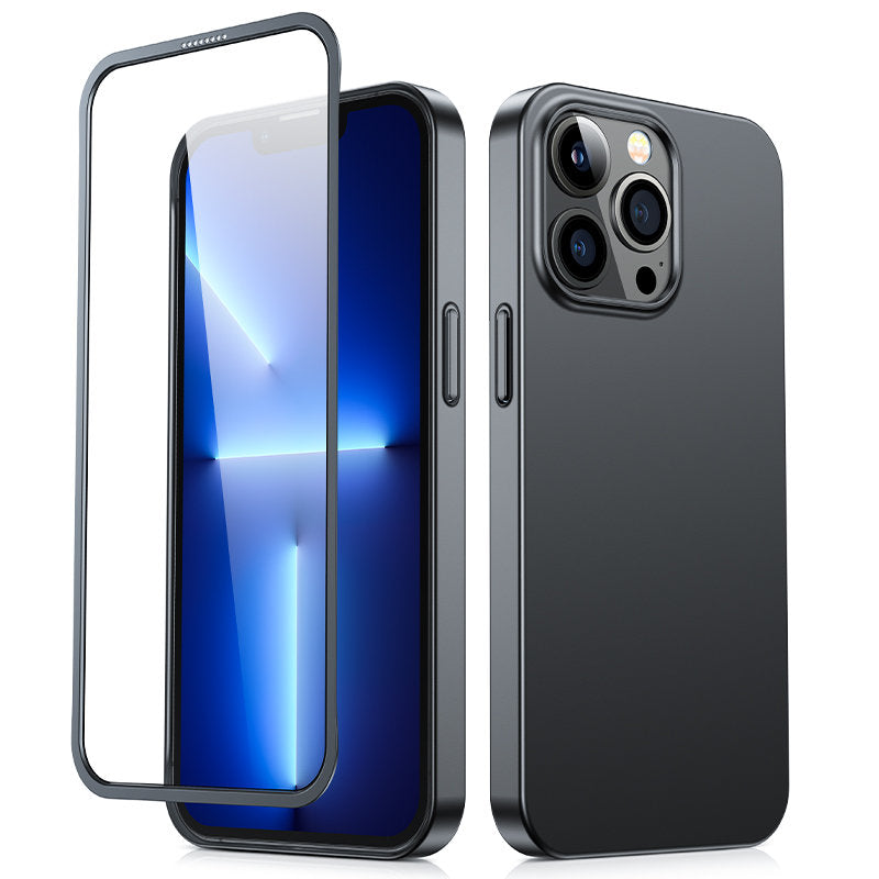 Joyroom 360° dėklas iPhone 13 Pro su grūdintu stiklu – juodas