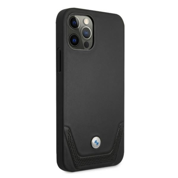 BMW perforuotas odinis dėklas iPhone 12 Pro Max – juodas -- iPhone 12 Pro Max