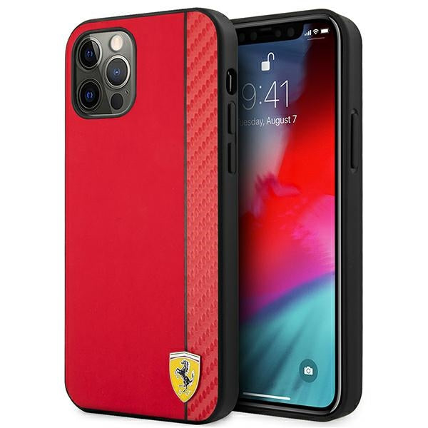 Ferrari dėklas iPhone 12 Pro Max – raudonas, On Track Stripe -- iPhone 12 Pro Max