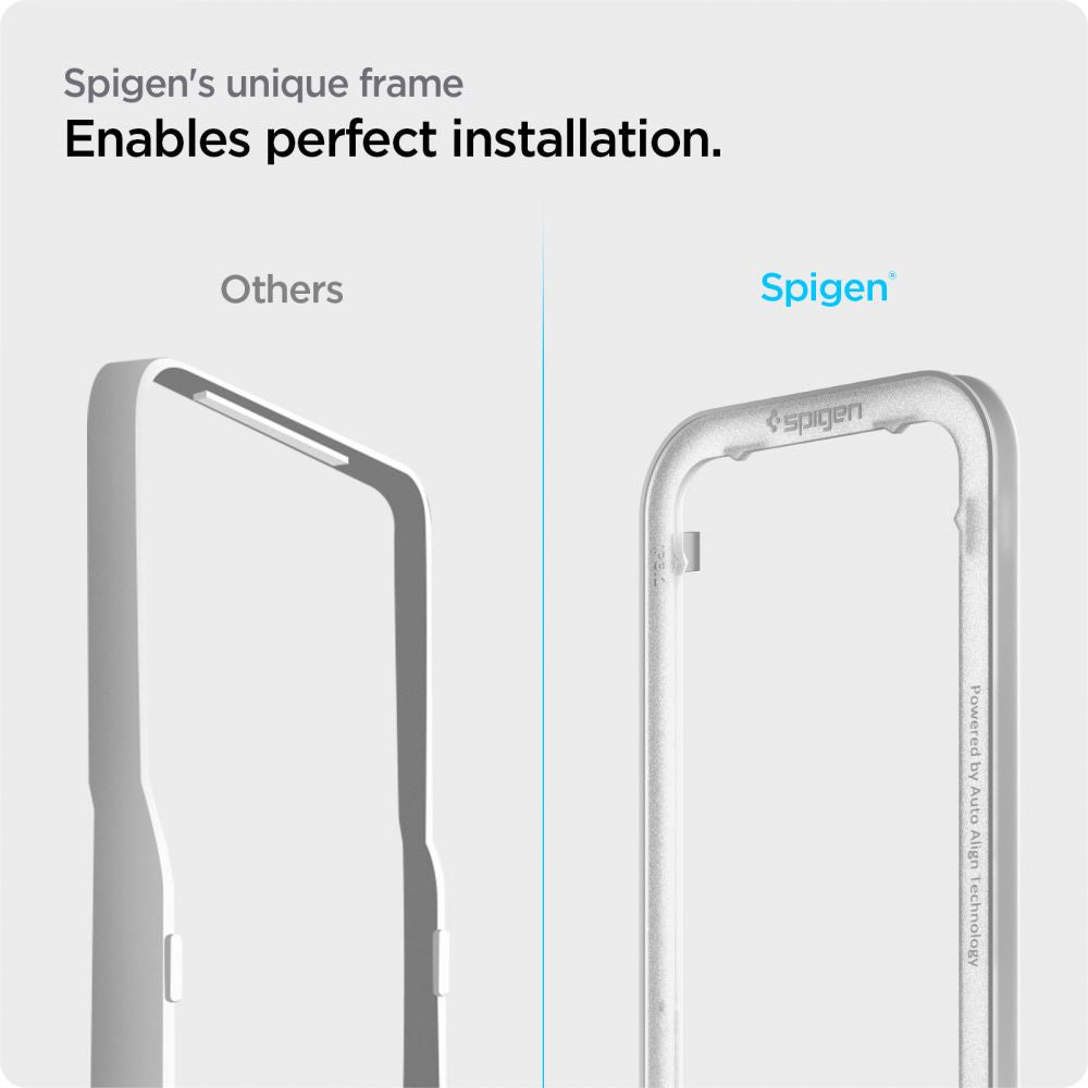 Spigen AlignMaster stiklas iPhone 13/14/16e – juodas (2 vnt.)