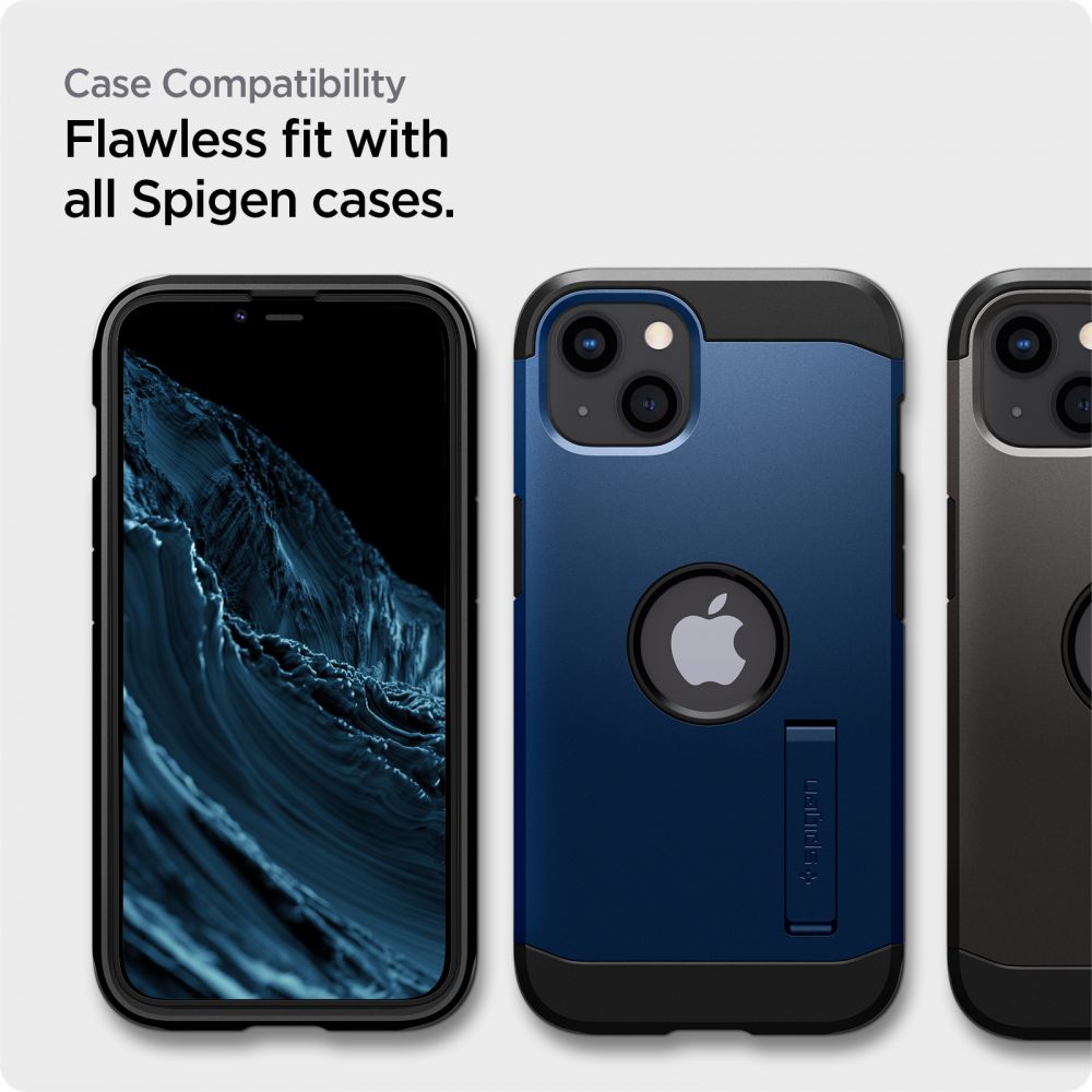 Spigen AlignMaster stiklas iPhone 13/14/16e – juodas (2 vnt.)