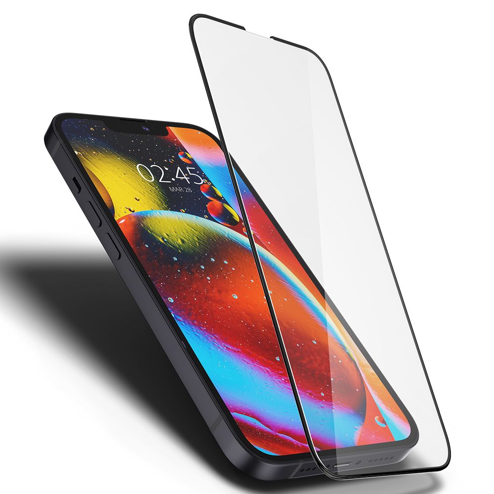 Spigen Glass FC grūdintas stiklas iPhone 13/13 Pro/14/16e – juodas