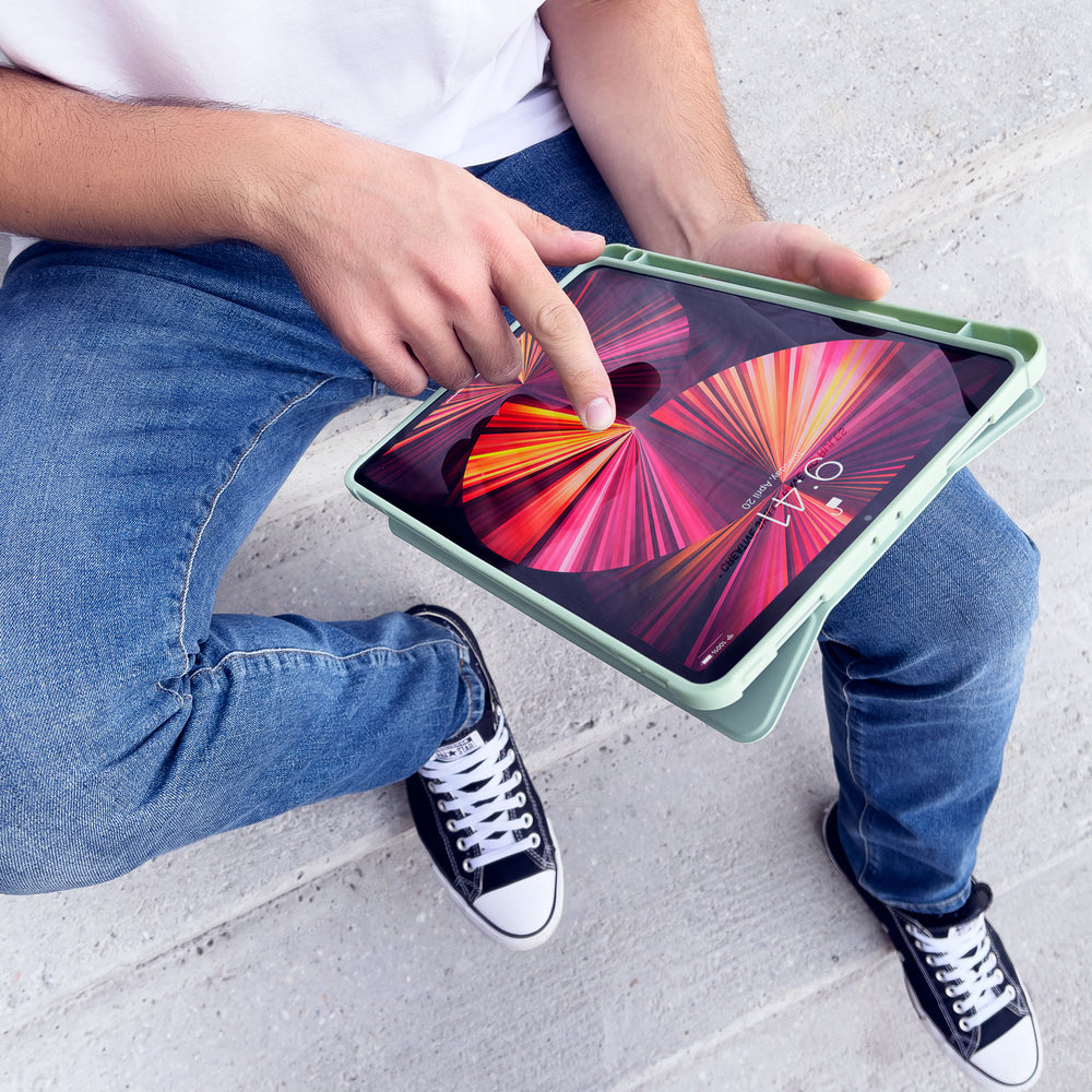 Stand Tablet Case Smart Cover dėklas, skirtas iPad Pro 12.9 '' 2021/2020 su stovo funkcija green