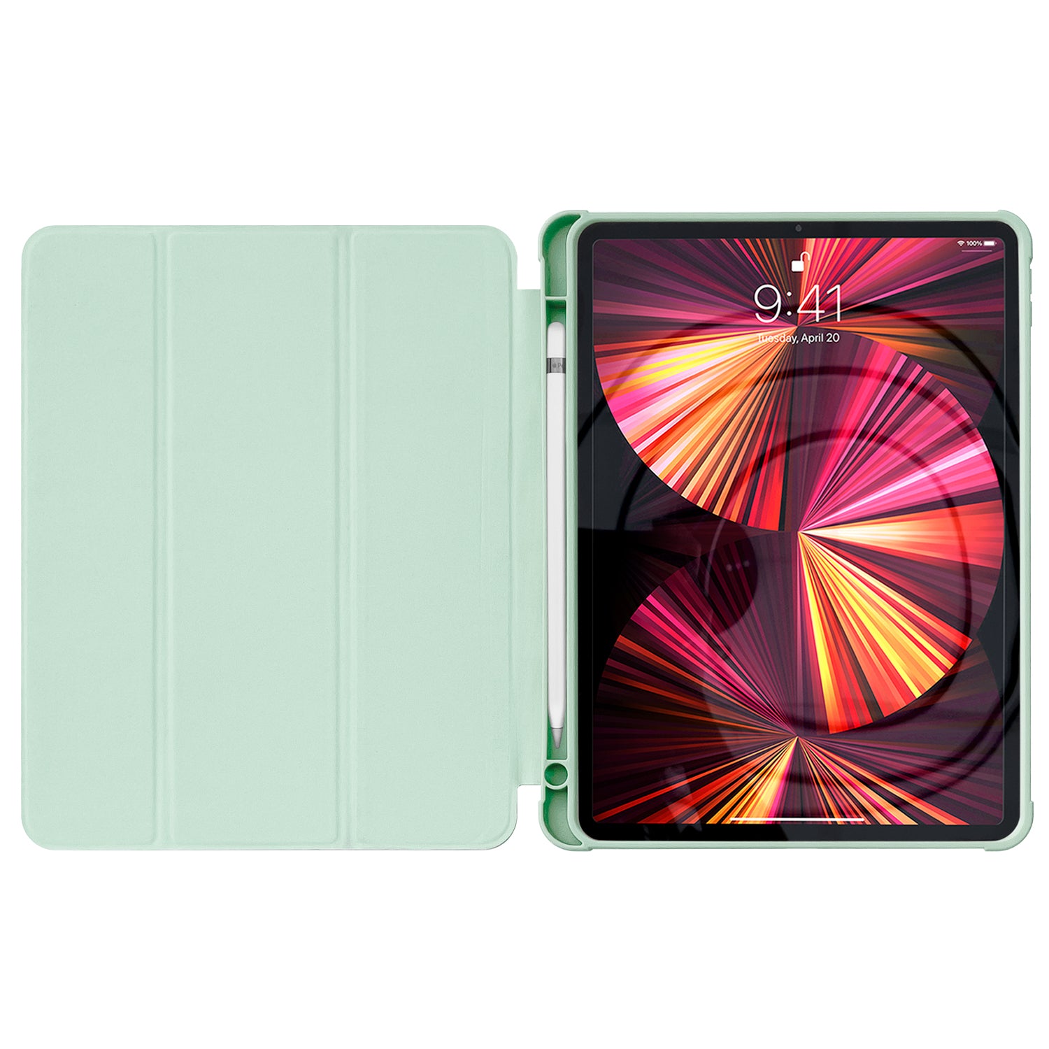 Stand Tablet Case Smart Cover dėklas, skirtas iPad Pro 12.9 '' 2021/2020 su stovo funkcija green