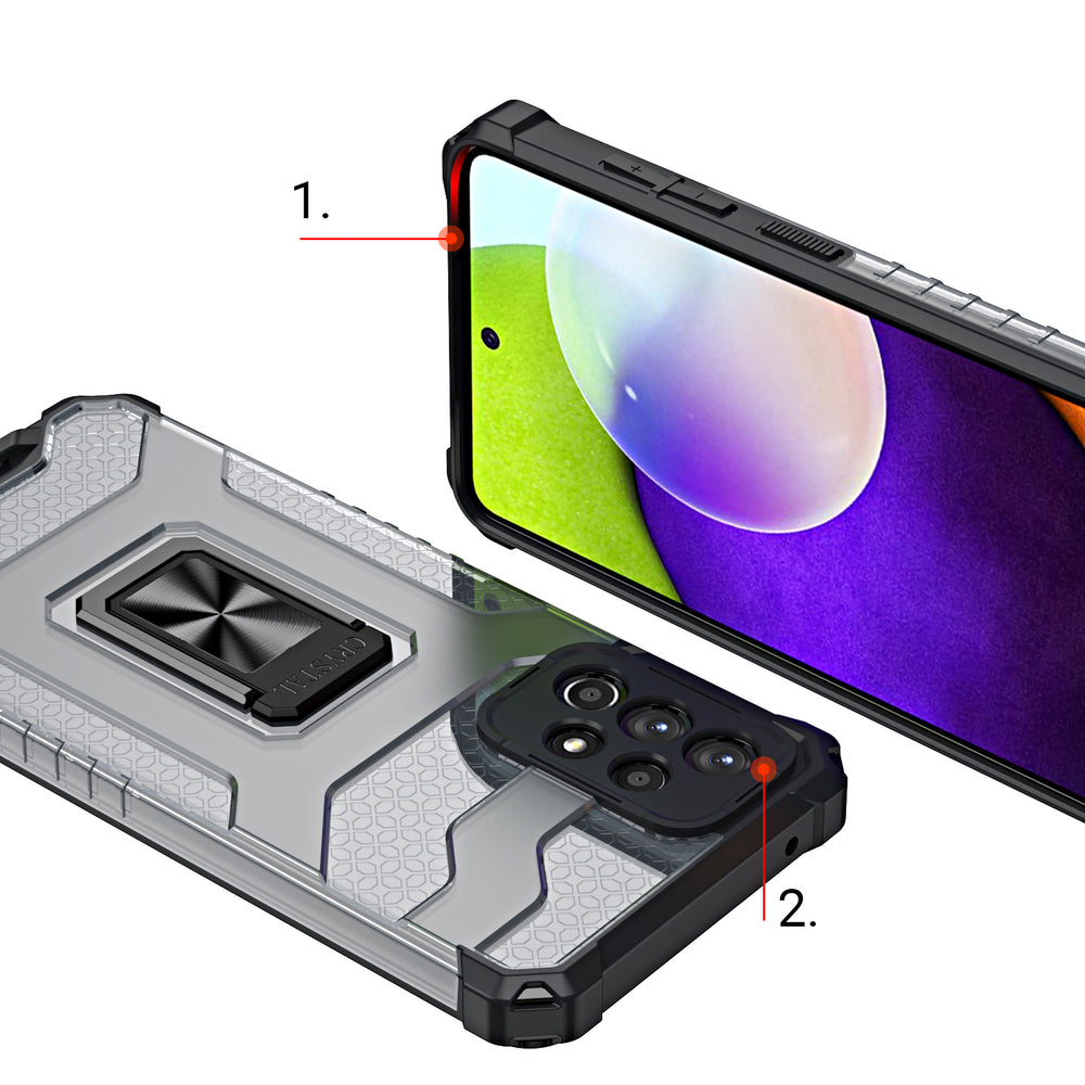 Crystal Ring dėklas Samsung Galaxy A72 4G – juodas -- Samsung Galaxy A72