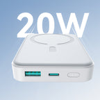 Joyroom JR-W020 išorinė baterija 20W 10000mAh MagSafe + USB-C - USB-C laidas 0.25m - balta