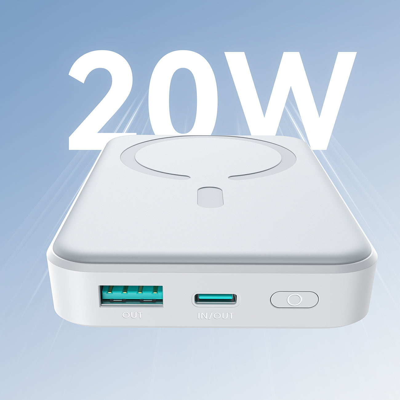 Joyroom JR-W020 išorinė baterija 20W 10000mAh MagSafe + USB-C - USB-C laidas 0.25m - balta