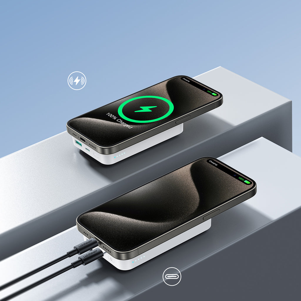 Joyroom JR-W020 išorinė baterija 20W 10000mAh MagSafe + USB-C - USB-C laidas 0.25m - balta