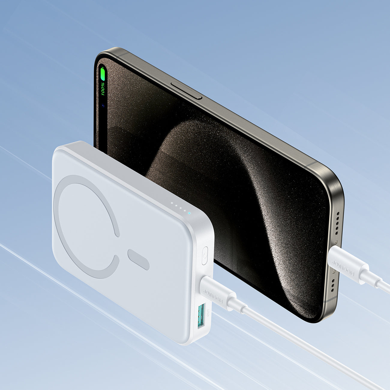 Joyroom JR-W020 išorinė baterija 20W 10000mAh MagSafe + USB-C - USB-C laidas 0.25m - balta