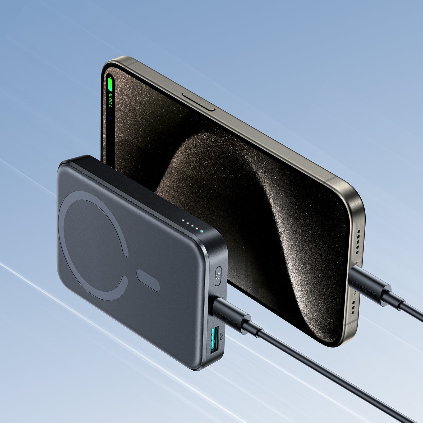 Joyroom JR-W020 išorinė baterija 20W 10000mAh MagSafe + USB-C - USB-C laidas 0.25m - juoda