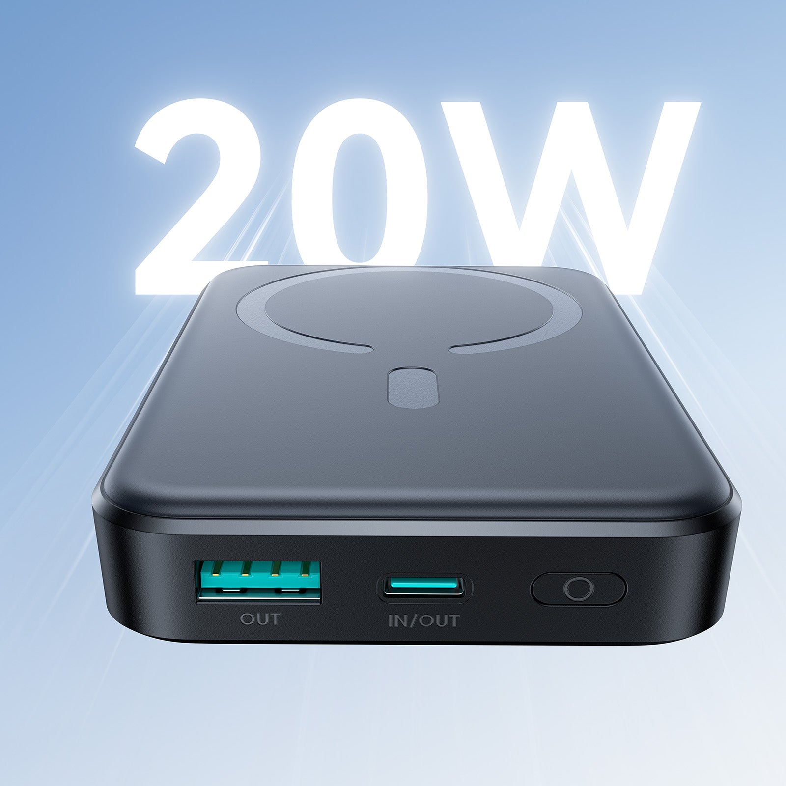 Joyroom JR-W020 išorinė baterija 20W 10000mAh MagSafe + USB-C - USB-C laidas 0.25m - juoda