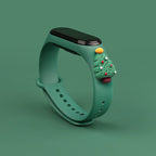 Strap Xmas for Xiaomi Mi Band 3 / 4 Kalėdinė silikoninė apyrankė su Kalėdų eglute - Tamsiai žalia -- Xiaomi Mi Band 3 /...