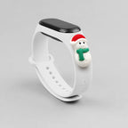 Strap Xmas for Xiaomi Mi Band 3 / 4 Kalėdinė silikoninė apyrankė su Sniego Seneliu - Balta -- Xiaomi Mi Band 3 / Xiaomi...
